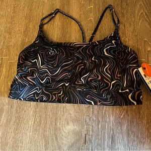 Ideology Performance Swirl Print Low Impact Removable Pads Womens Sports Bra NWT